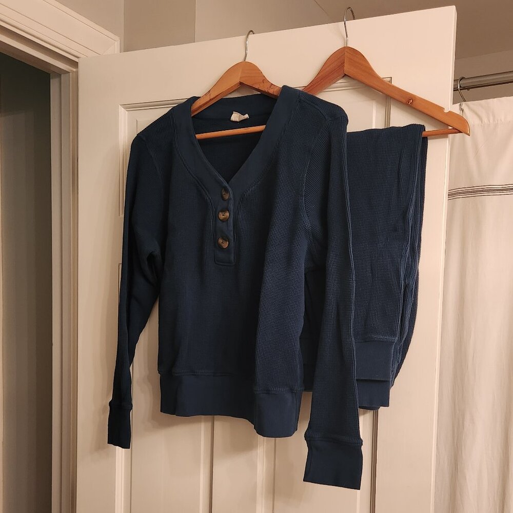 Pact Matching Set - Teal, Waffle Knit Organic Cotton Set - Size L